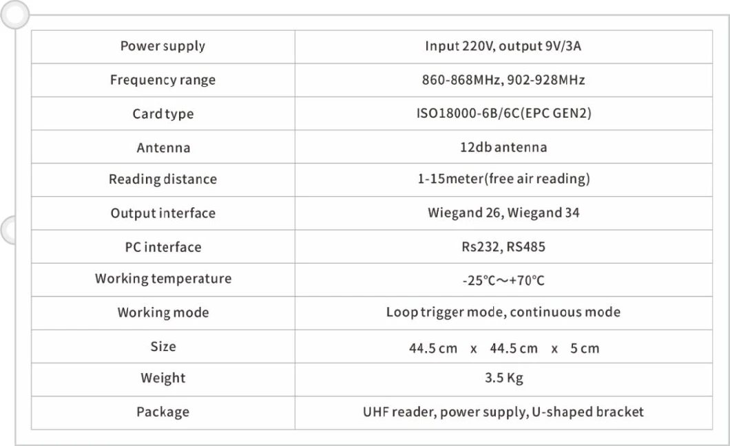 Faible valeur de rayonnement UHF Lecteur longue portée 15m Portée de détection pour la gestion du stationnement 1